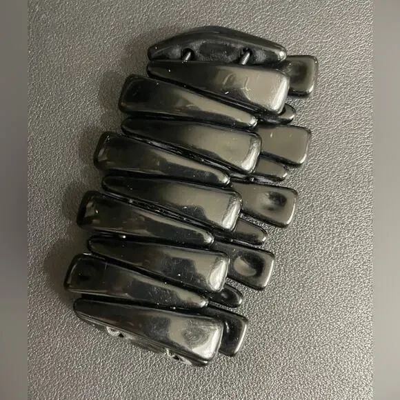 Vintage Acrylic Geometric Black Stretch Bracelet‎ Retro - Picture 5 of 5